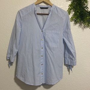 Zara Basic Collection Blue/White Stripe Blouse Size XS
